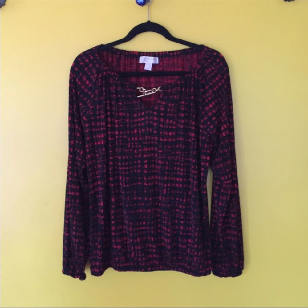 Michael Kors black and red long sleeve top